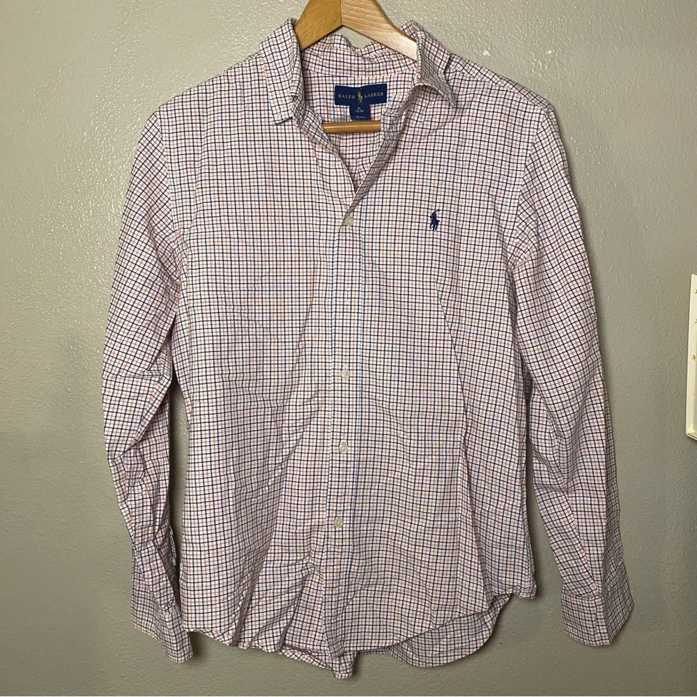 Polo by Ralph Lauren Men's Blue Orange Stripped Shirt Size 18-20 XL preppy